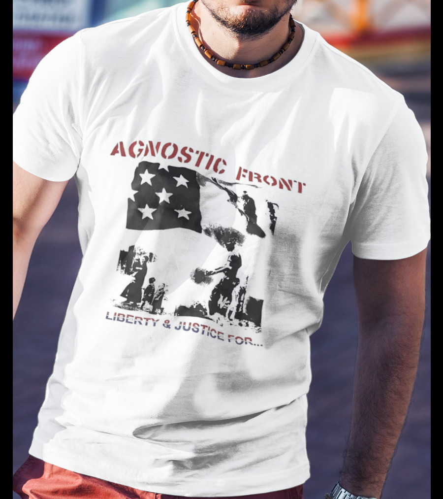 Agnostic Front Liberty And Justice For All Flag Military Patriot T-Shirt