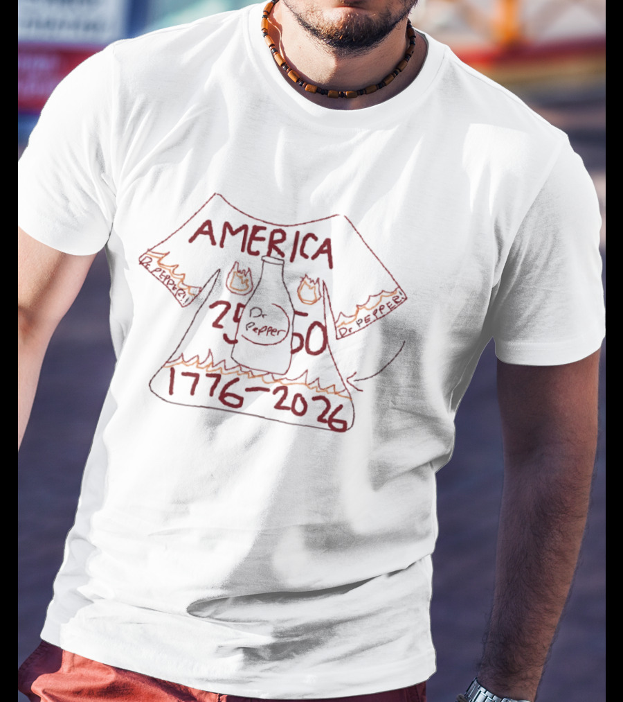 America Dr Pepper 1776 2026 Bottle Flames T-Shirt