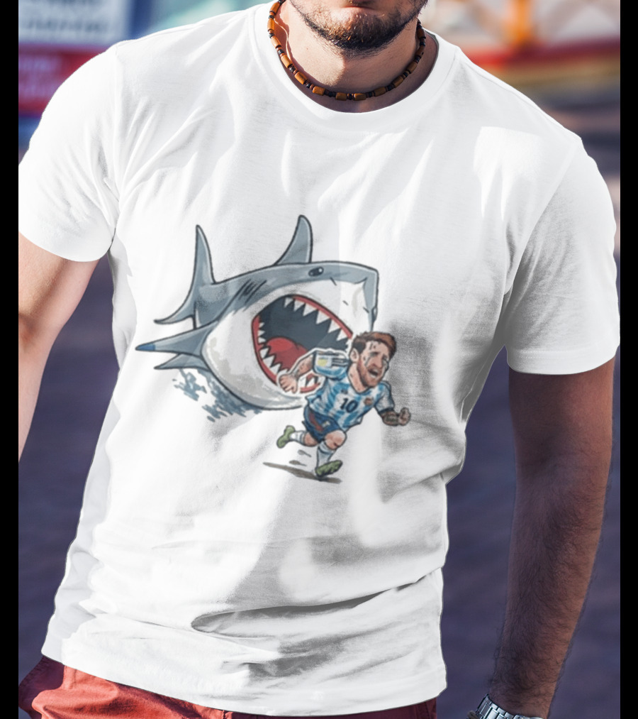 Cape Verde Brainrot Messi Shark Chase Soccer Humor T-Shirt