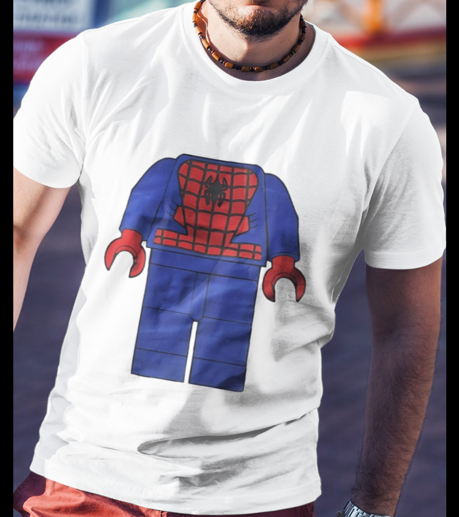 Lego Spider Man Minifigure Marvel Super Hero Iconic Costume Red And Blue Suit T-Shirt
