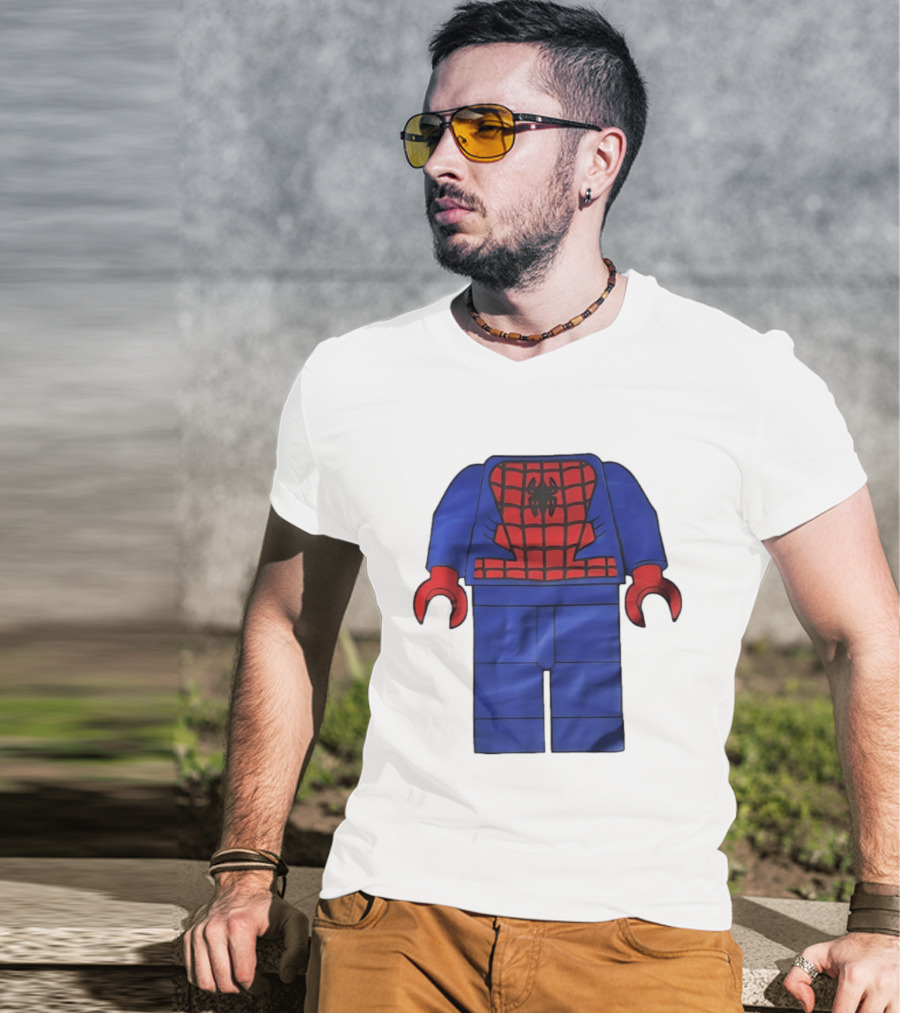 Lego Spider Man Minifigure Marvel Super Hero Iconic Costume Red And Blue Suit T-Shirt