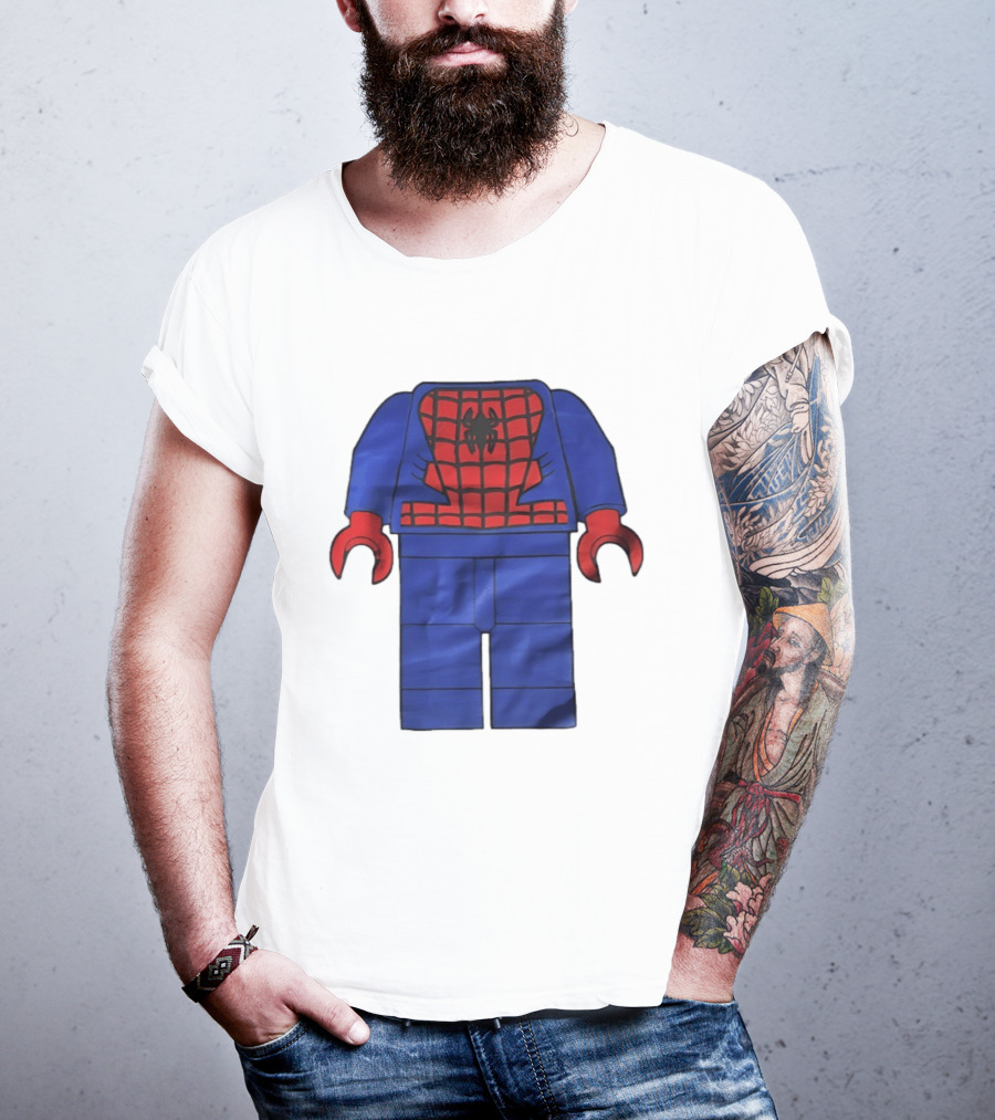 Lego Spider Man Minifigure Marvel Super Hero Iconic Costume Red And Blue Suit T-Shirt