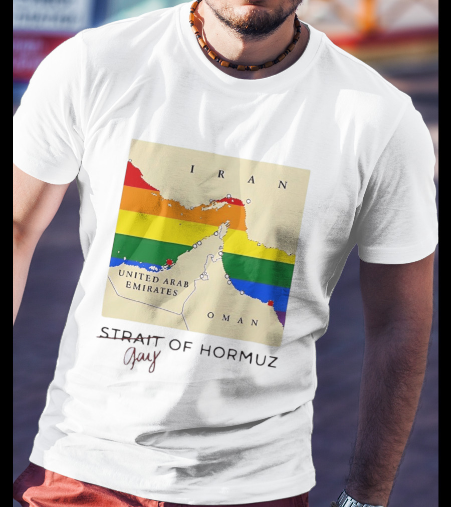 Strait Of Hormuz Map Pride Rainbow Gay Wordplay Pun T-Shirt