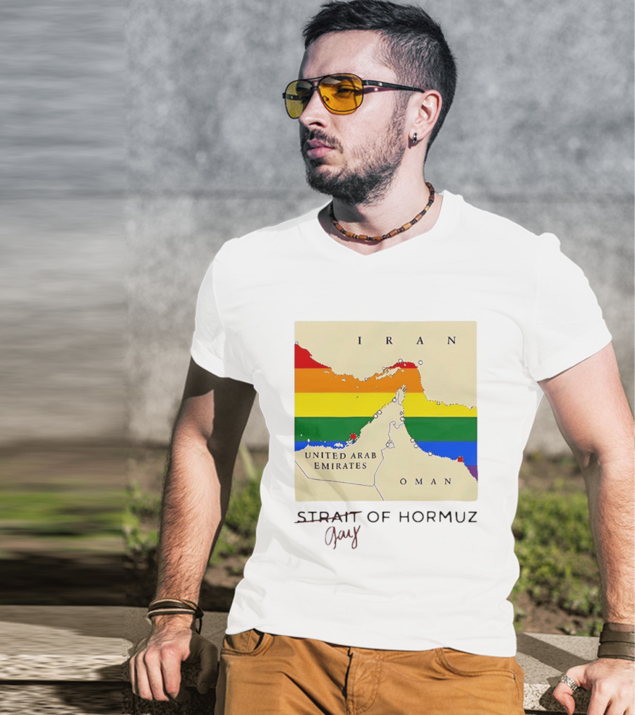 Strait Of Hormuz Map Pride Rainbow Gay Wordplay Pun T-Shirt