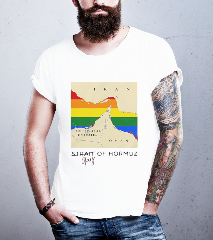 Strait Of Hormuz Map Pride Rainbow Gay Wordplay Pun T-Shirt