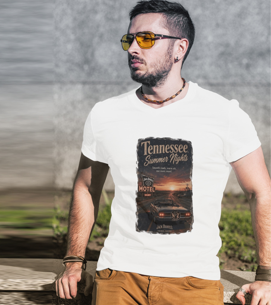 Tennessee Summer Nights Jack Daniel's Motel Smooth Roads Warm Air Old No. 7 Lynchburg T-Shirt