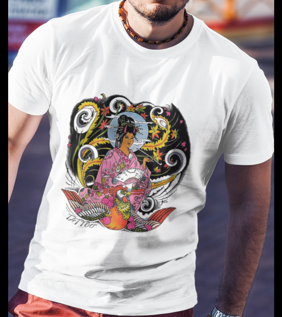 Geisha Tattoo Japanese Traditional Phoenix Kimono T-Shirt