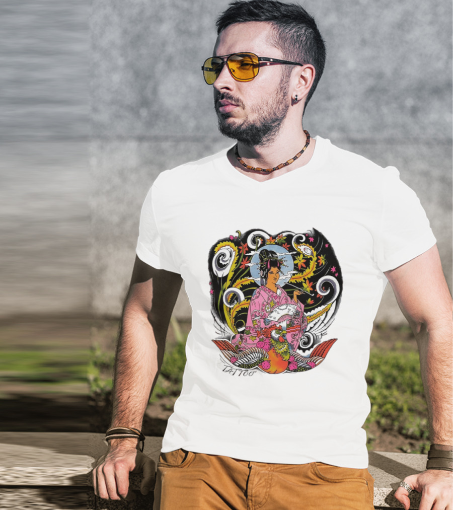 Geisha Tattoo Japanese Traditional Phoenix Kimono T-Shirt