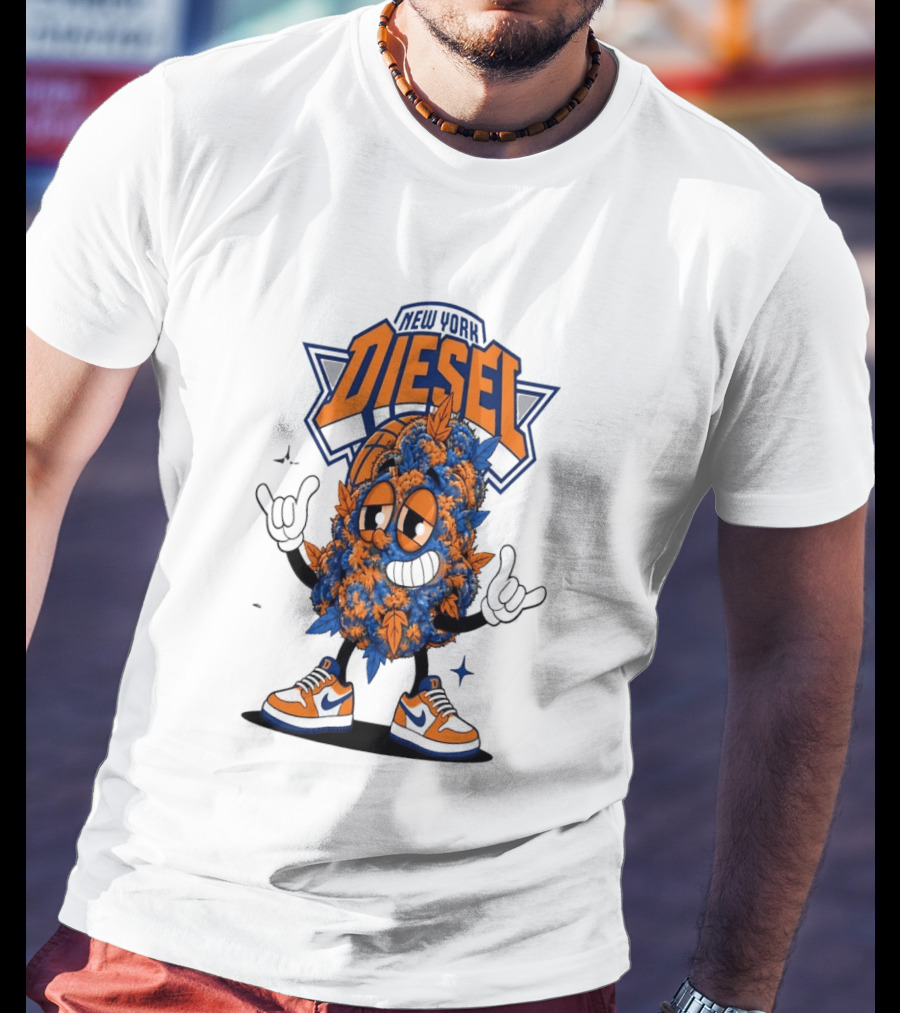 New York Diesel Cannabis Cartoon Knicks T-Shirt
