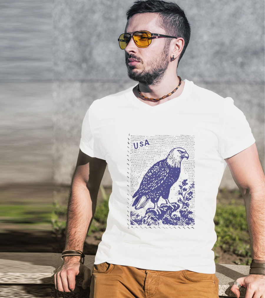 USA Bald Eagle Stamp Patriotic T-Shirt