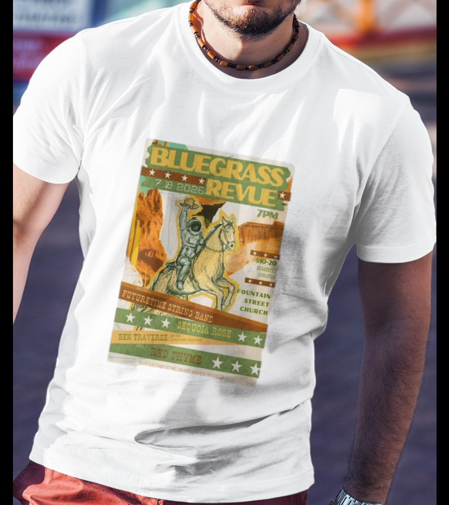 Bluegrass Revue Grand Rapids MI July 18 2026 Futuretime String Band Sequoia Rose Red Thyme T-Shirt