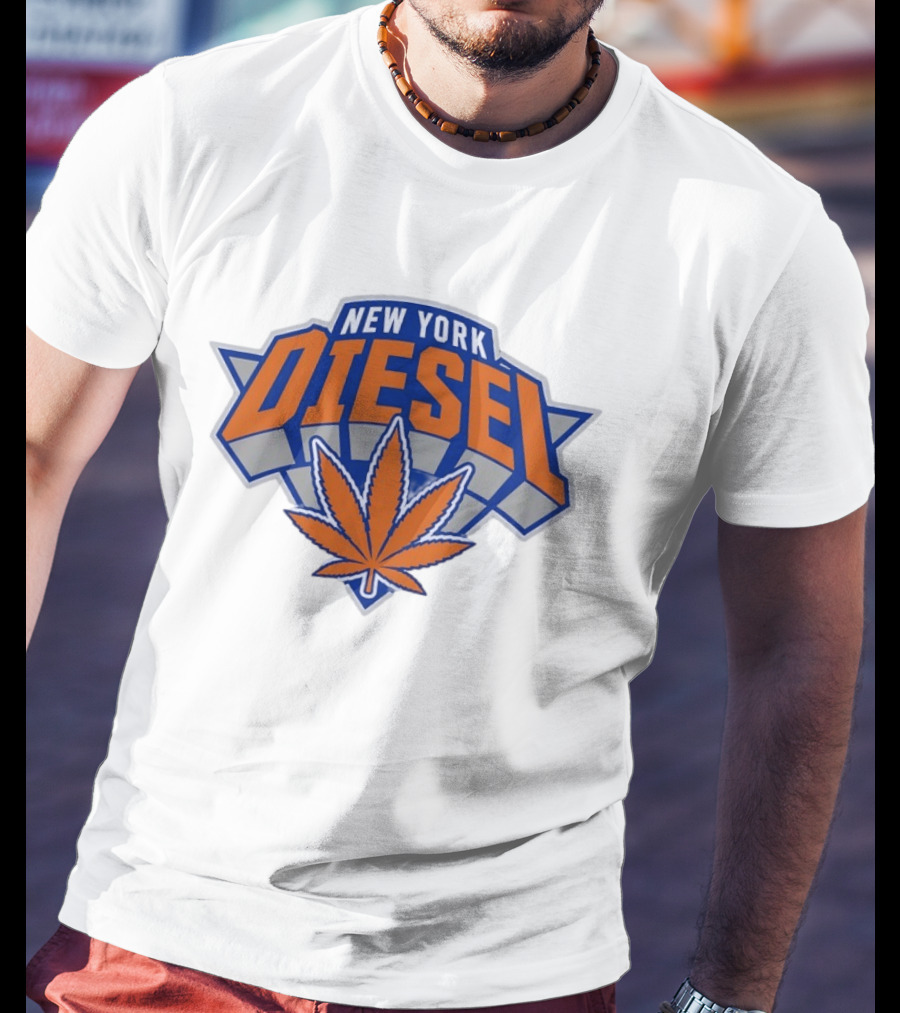 New York Diesel Cannabis Knicks Weed Leaf Basketball T-Shirt