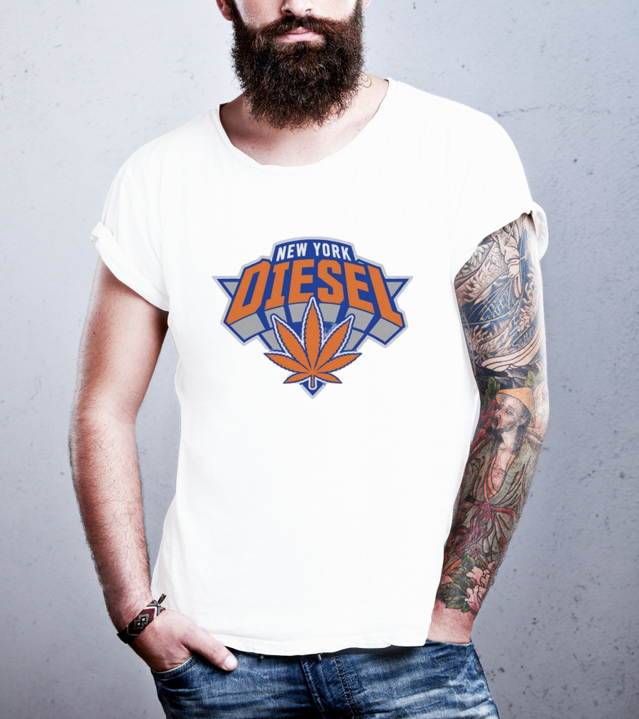 New York Diesel Cannabis Knicks Weed Leaf Basketball T-Shirt