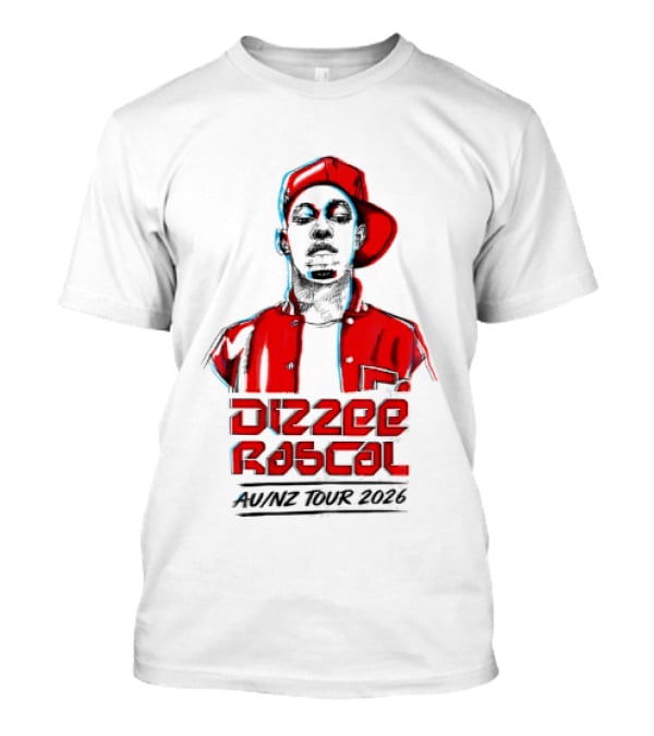 Dizzee Rascal AU NZ Tour 2026 Red Graphic Cap Image T-Shirt