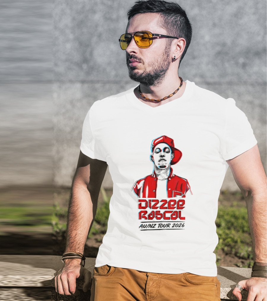 Dizzee Rascal AU NZ Tour 2026 Red Graphic Cap Image T-Shirt