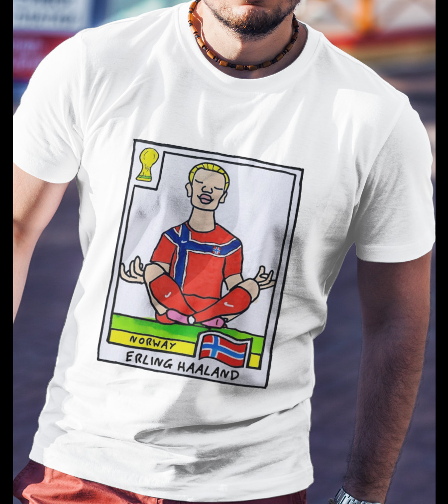 Erling Haaland Norway Soccer Meditation Cartoon Norway Flag T-Shirt