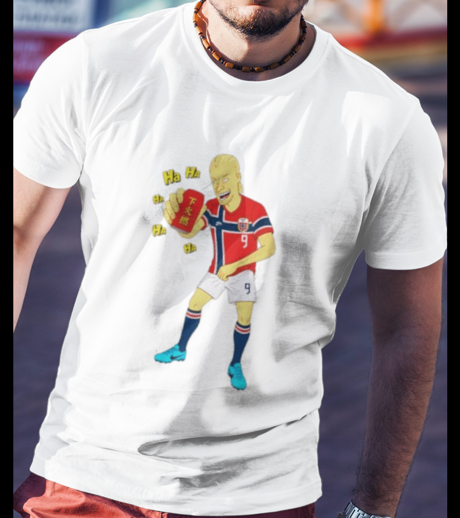 Erling Haaland Norway No 9 Laughing Cartoon Style Bootleg T-Shirt