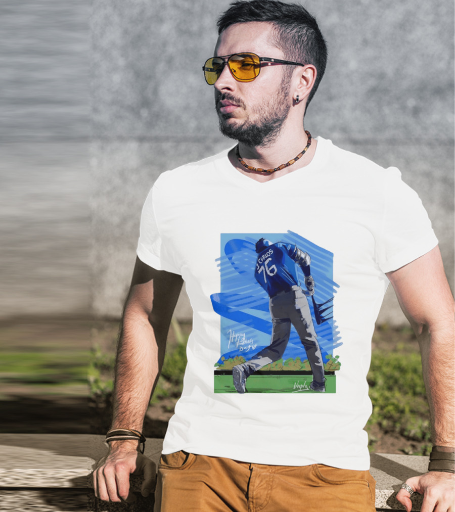 Carlos 76 Happy Fathers Day Baseball Player Sports T-Shirt