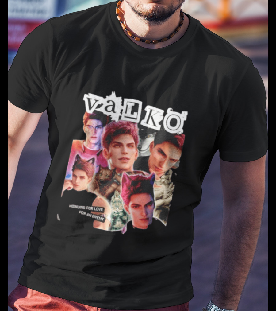 Valko Howling For Love For An Enemy Collage Wild Wolf Aesthetic T-Shirt