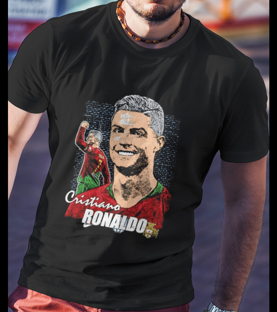 Cristiano Ronaldo Portugal National Team Football Icon With Number 7 And Crest T-Shirt