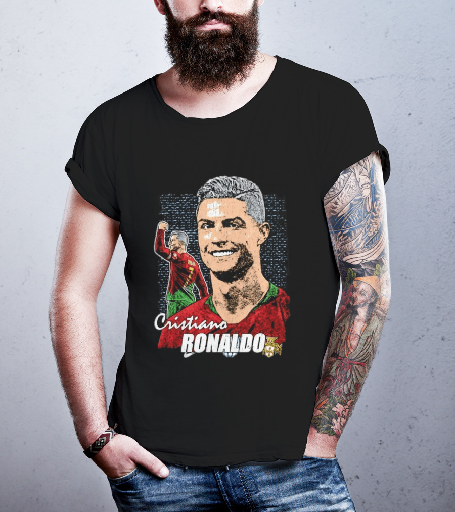 Cristiano Ronaldo Portugal National Team Football Icon With Number 7 And Crest T-Shirt