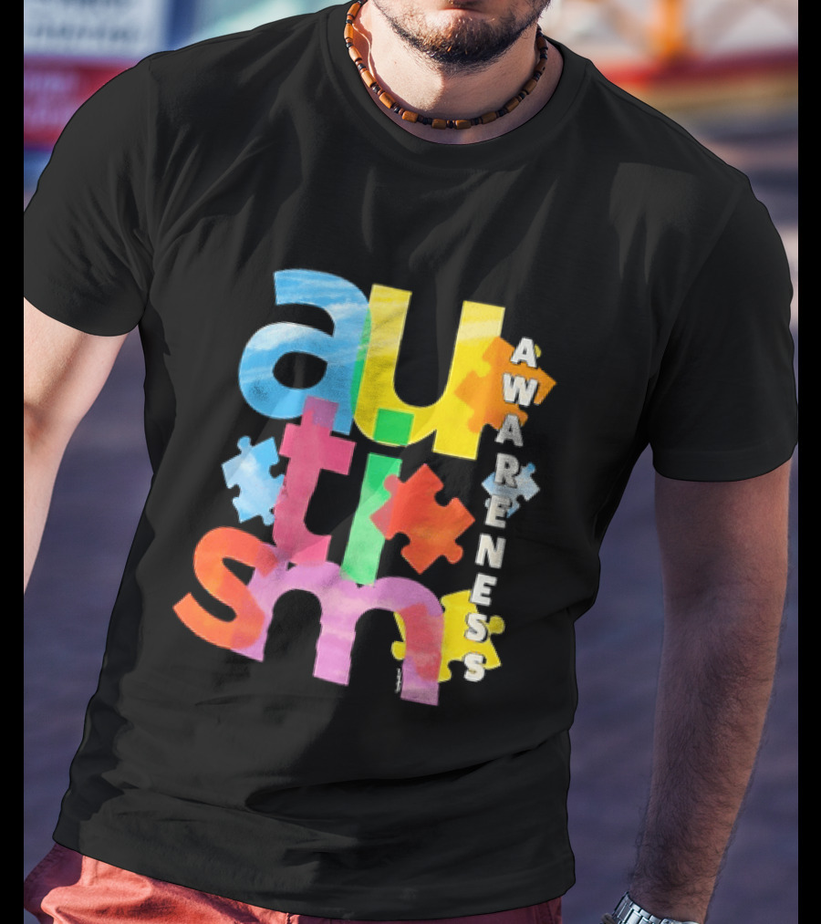 Autism Awareness Puzzle Colorful Letters And Pieces T-Shirt