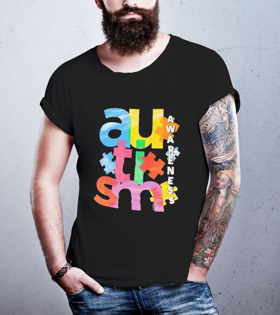 Autism Awareness Puzzle Colorful Letters And Pieces T-Shirt