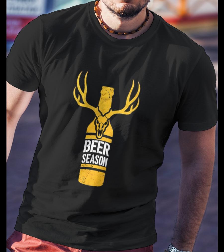 Beer Season Deer Antlers Bottle Hunting T-Shirt