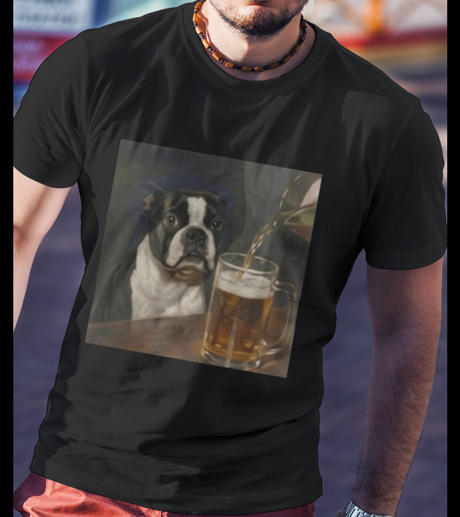 Boston Terrier Drinking Beer T-Shirt