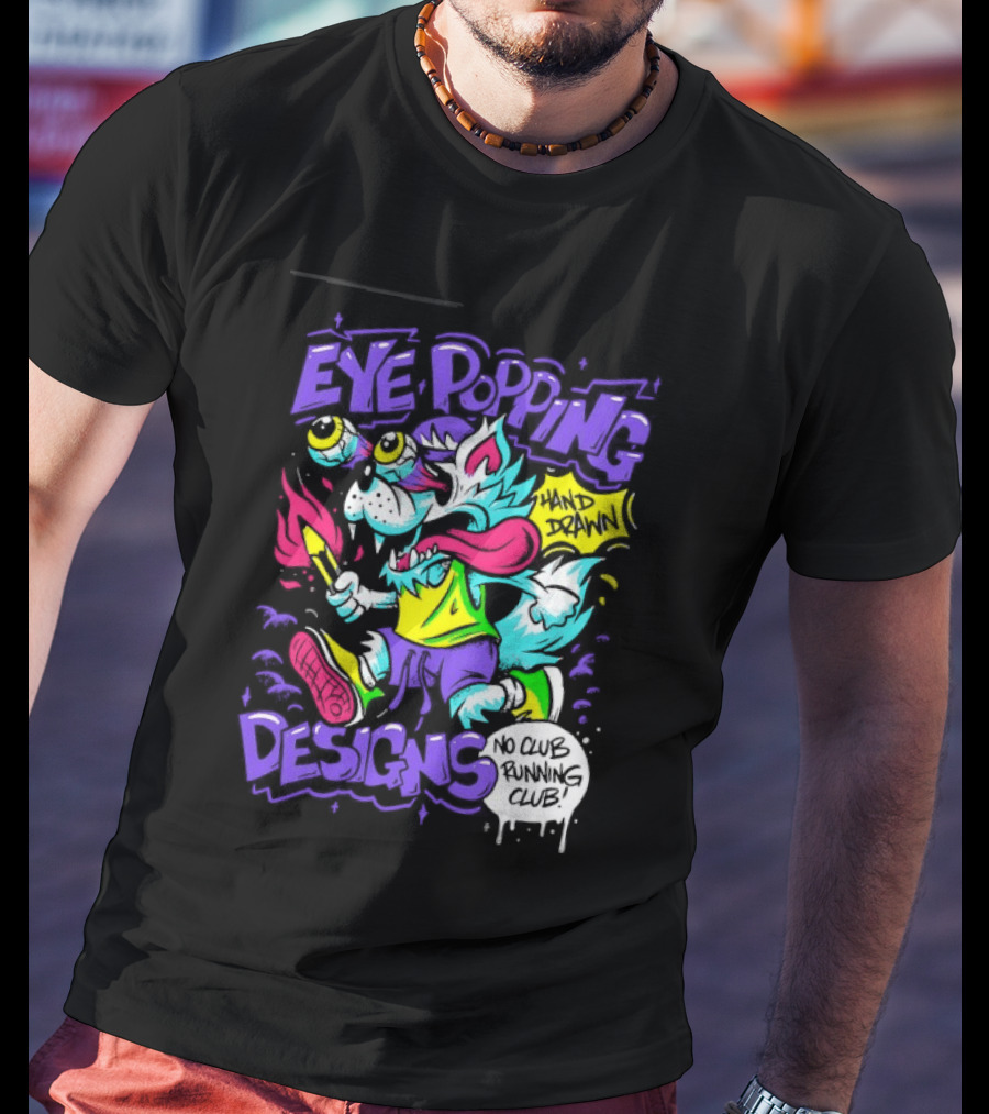 Eye Popping Wolf Hand Drawn No Club Running Club T-Shirt