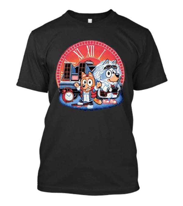 Bluey And Chilli Bark In Time Doc Brown Marty McFly T-Shirt