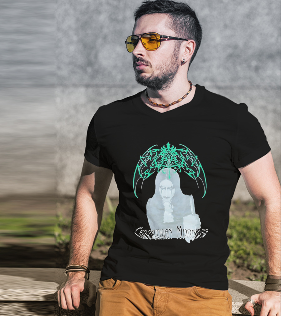 Carpathian Moonrise Hooded Figure With Knife Metal Band T-Shirt