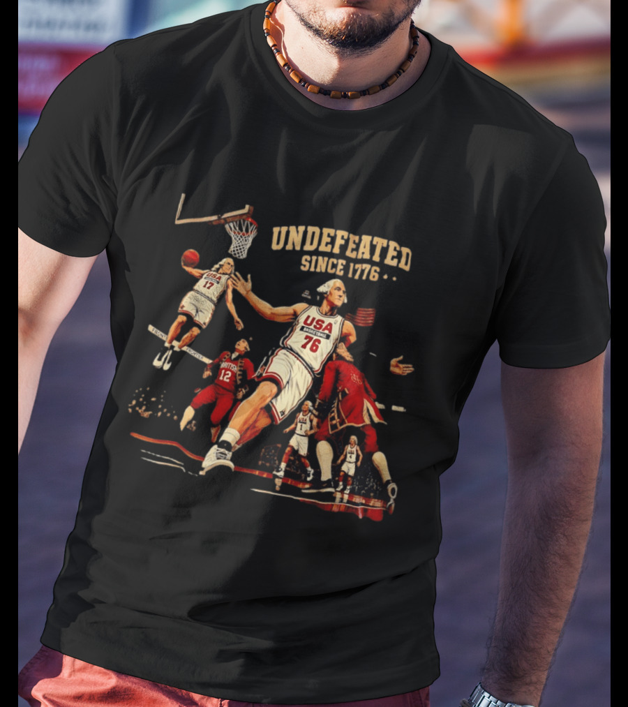 Undefeated Since 1776 George Washington USA Basketball American Revolutionary T-Shirt