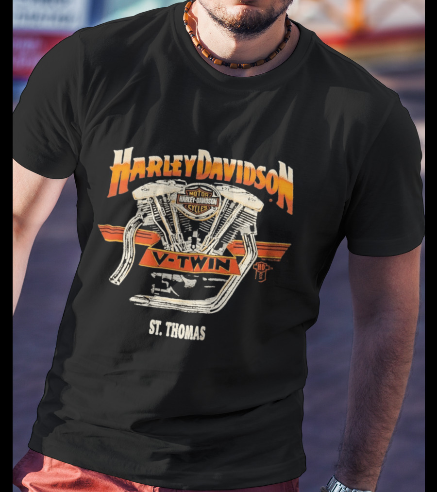 Harley Davidson Motor Cycles V Twin St Thomas 1987 T-Shirt