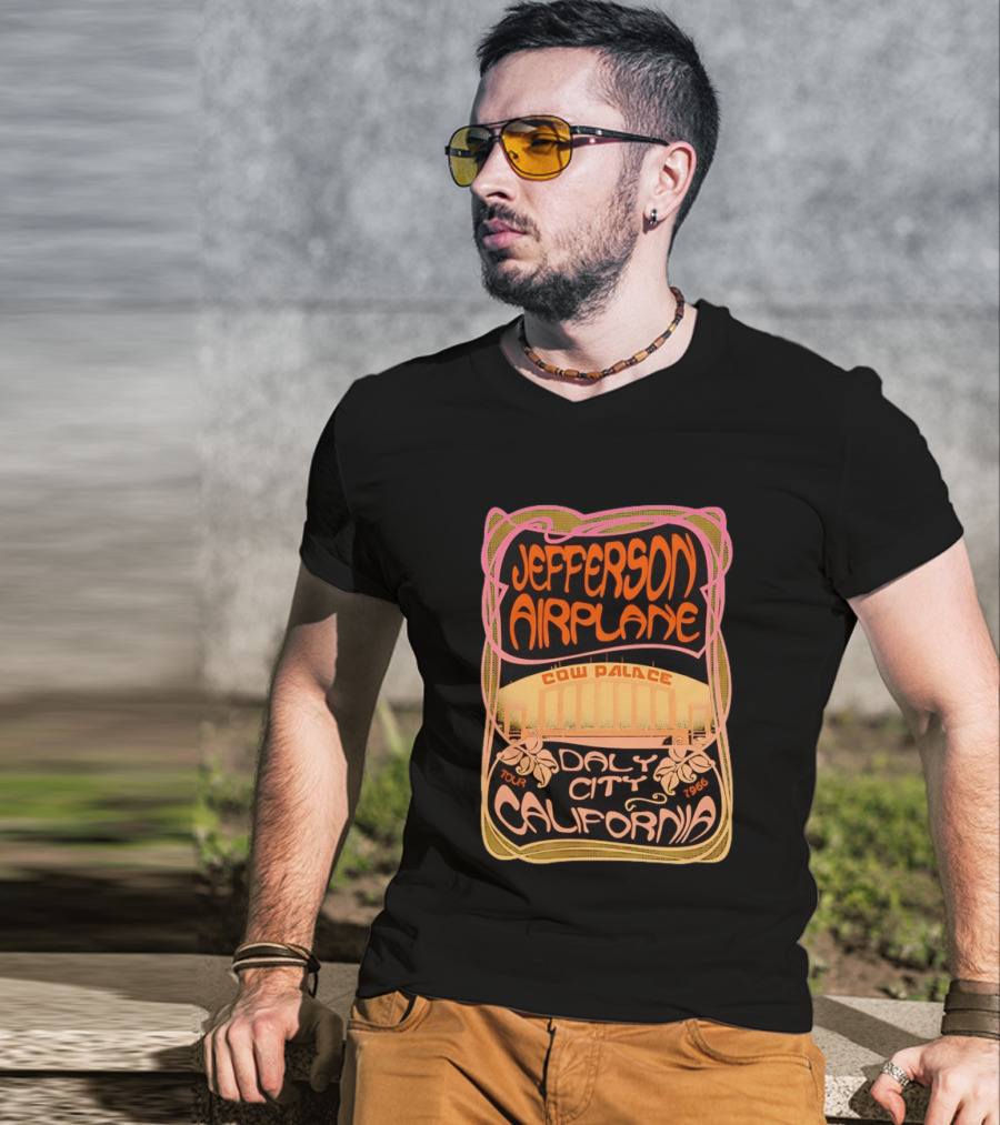 Jefferson Airplane Cow Palace Daly City California 1966 Tour Psychedelic T-Shirt