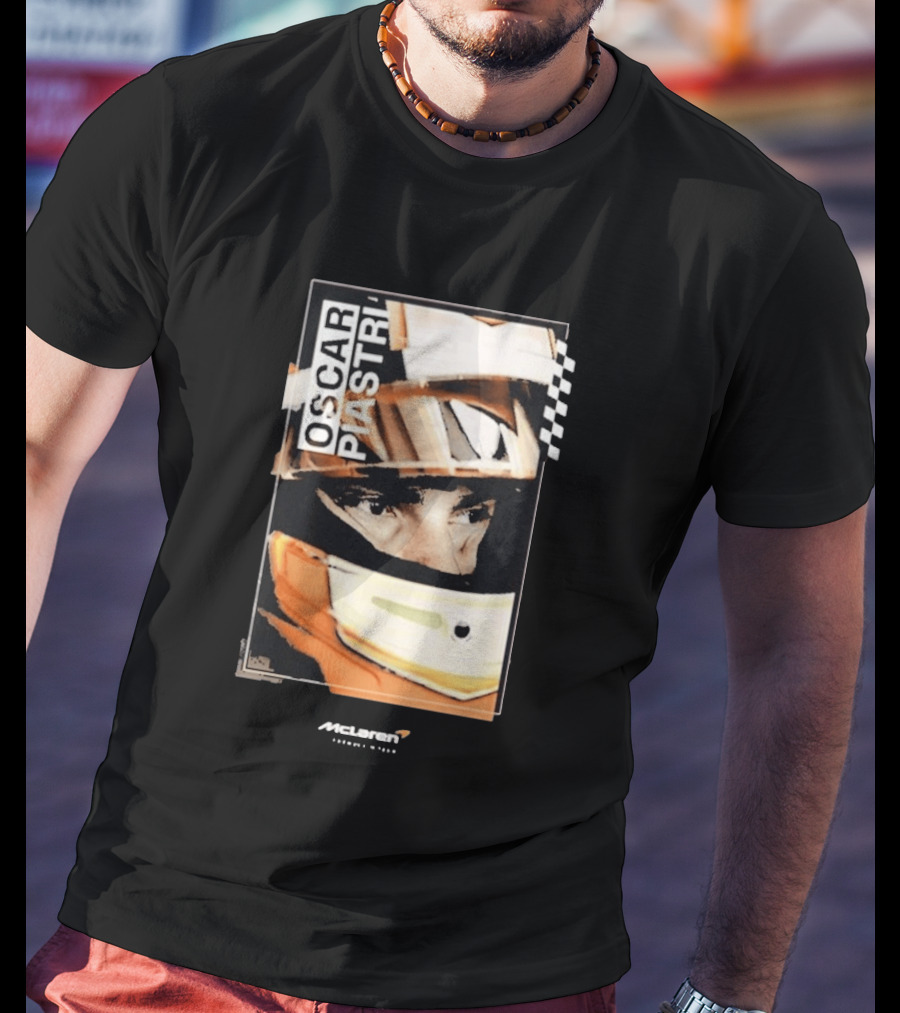 Oscar Piastri McLaren Driver Helmet Art Racing Fan T-Shirt