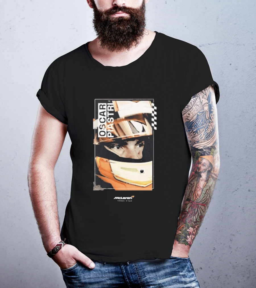 Oscar Piastri McLaren Driver Helmet Art Racing Fan T-Shirt