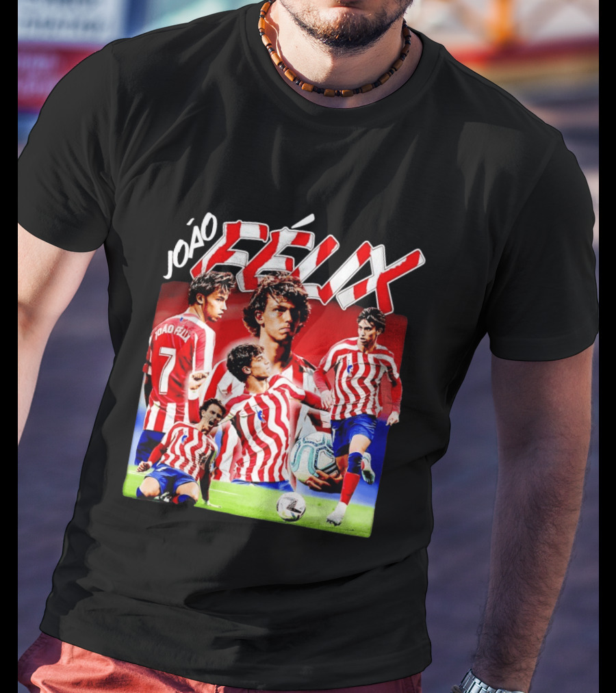 Joao Felix Atletico Madrid Number 7 Soccer Star Collage T-Shirt