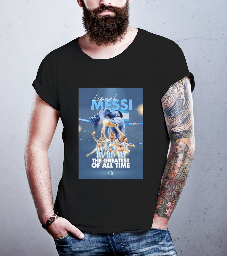 Lionel Messi The Greatest Of All Time Argentina Multi Photo Collage T-Shirt