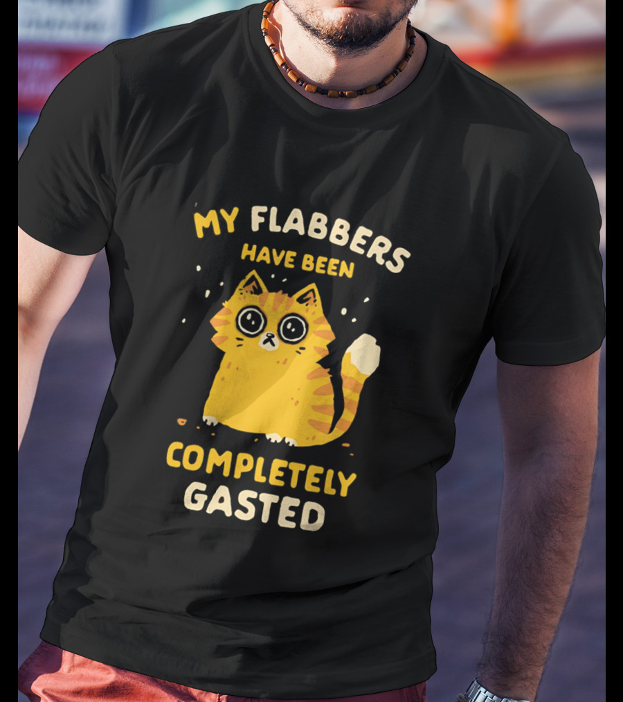 Shocked Cartoon Cat My Flabbers Have Been Completely Gasted T-Shirt