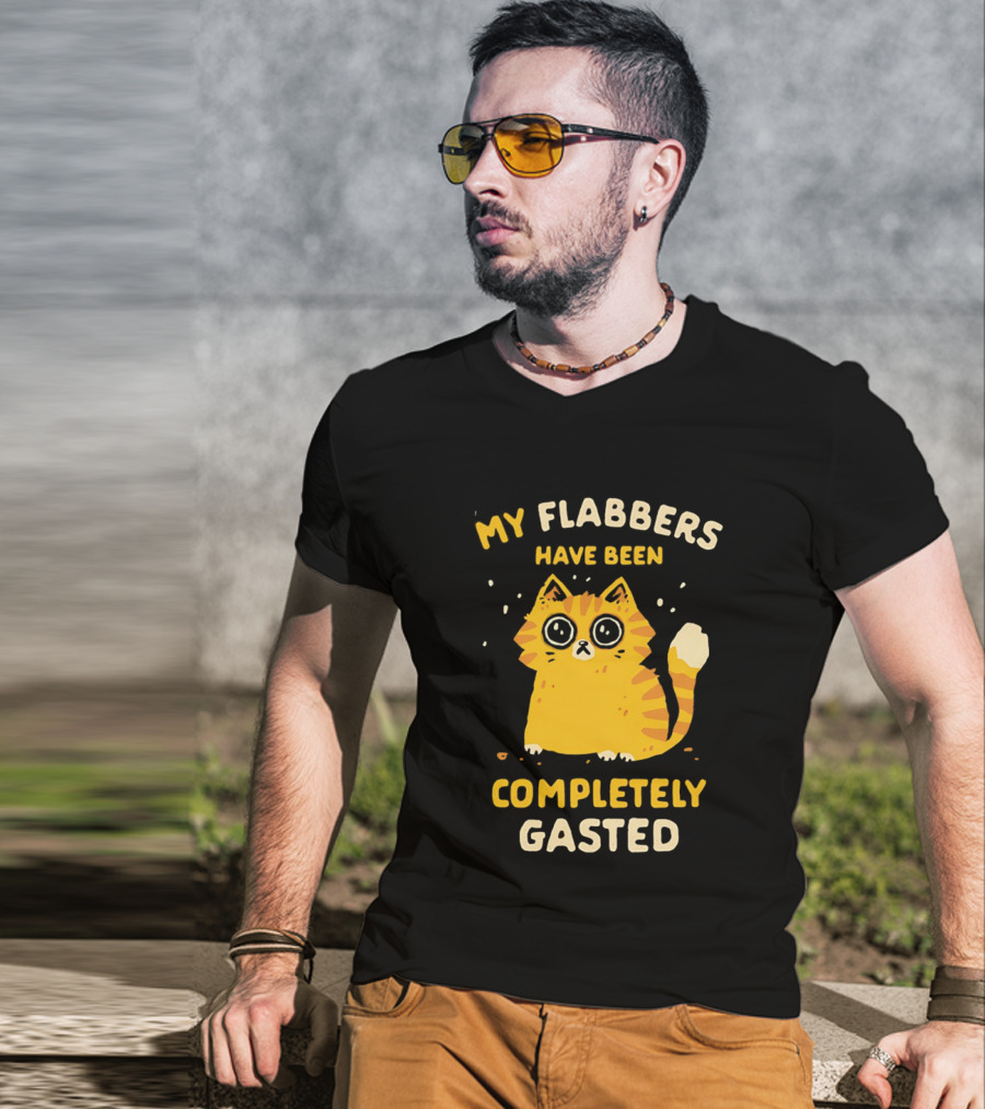 Shocked Cartoon Cat My Flabbers Have Been Completely Gasted T-Shirt