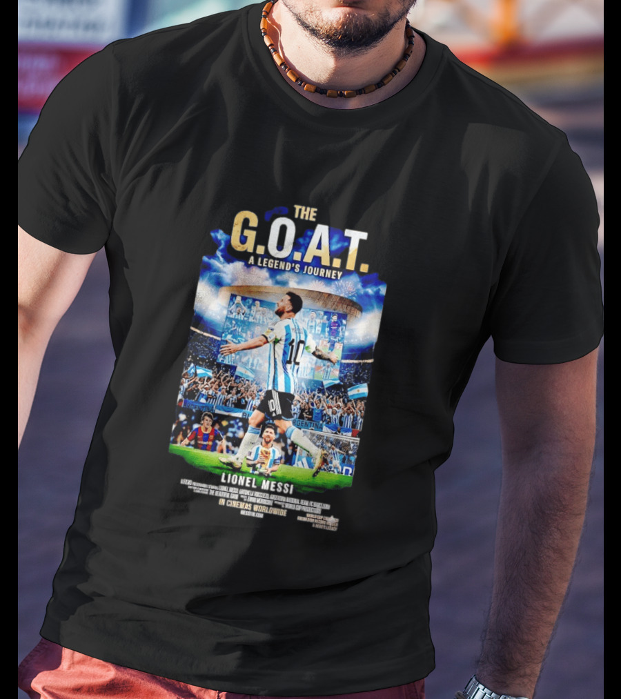 G.O.A.T A Legend's Journey Lionel Messi Soccer Star 10 Argentina Football Champion Stadium Fans Celebration T-Shirt