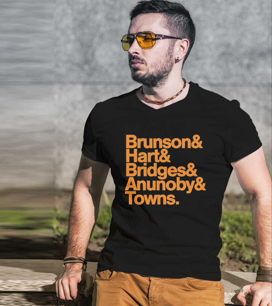 New York Knicks Brunson Hart Bridges Anunoby Towns Lineup T-Shirt
