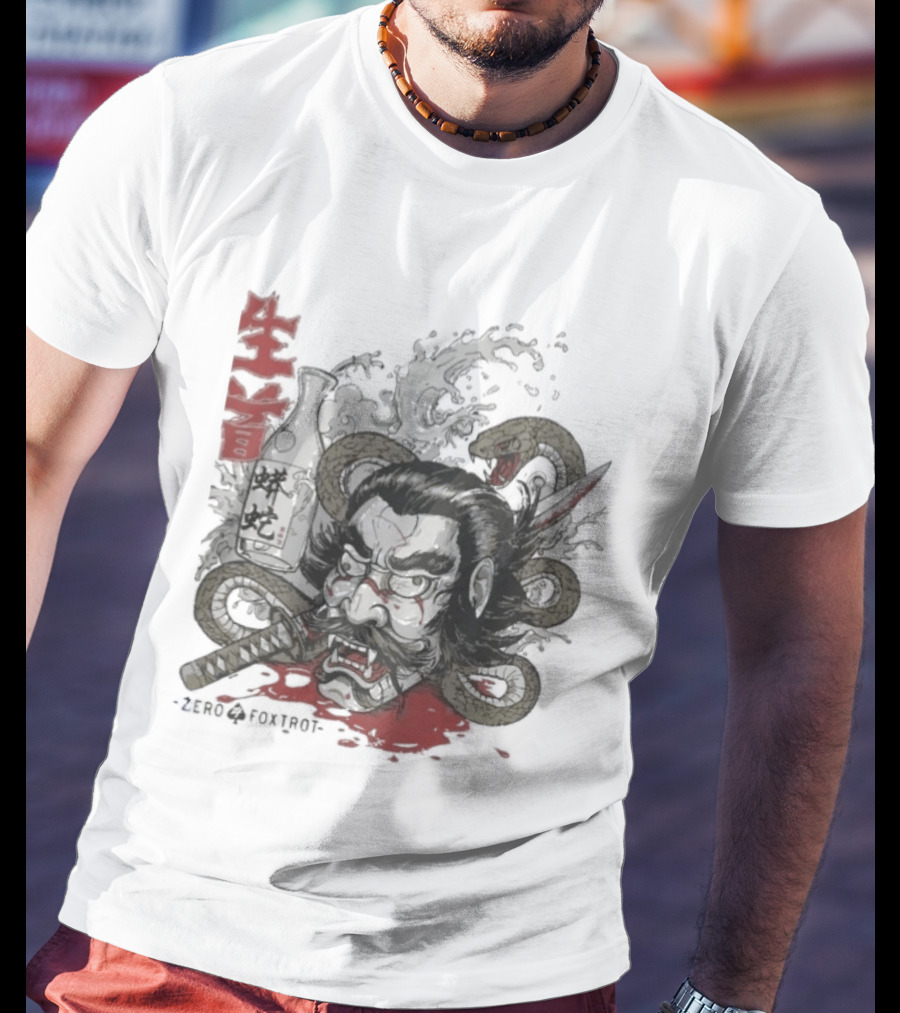 Zero Foxtrot Namakubi Sake Samurai Warrior Kanji T-Shirt