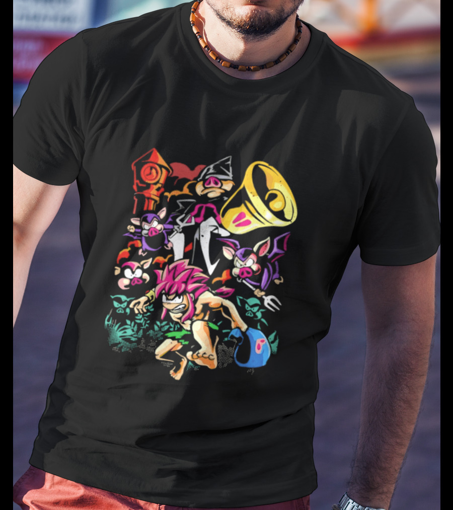 I Was Made For Biting You Pig Demon Tower Chrono Kid Bats And Horns T-Shirt