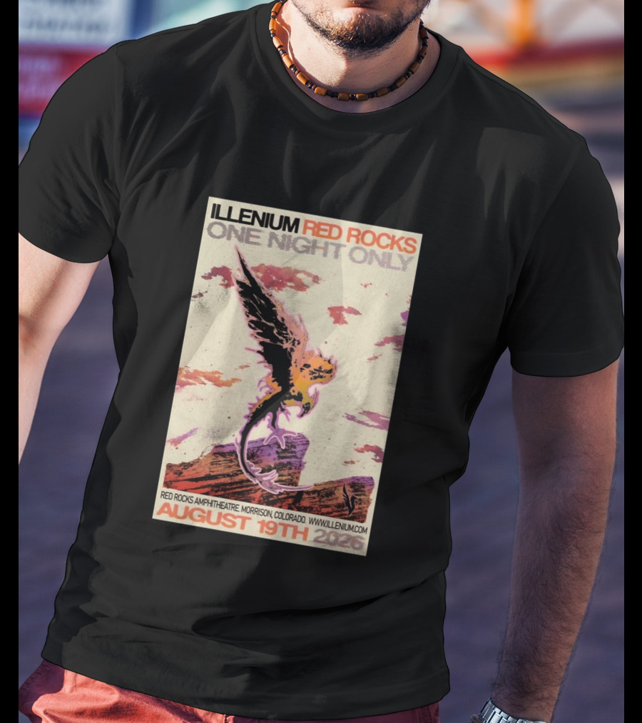 Illenium Red Rocks One Night Only August 19th 2026 Red Rocks Amphitheatre Morrison Colorado Www.illenium.com T-Shirt