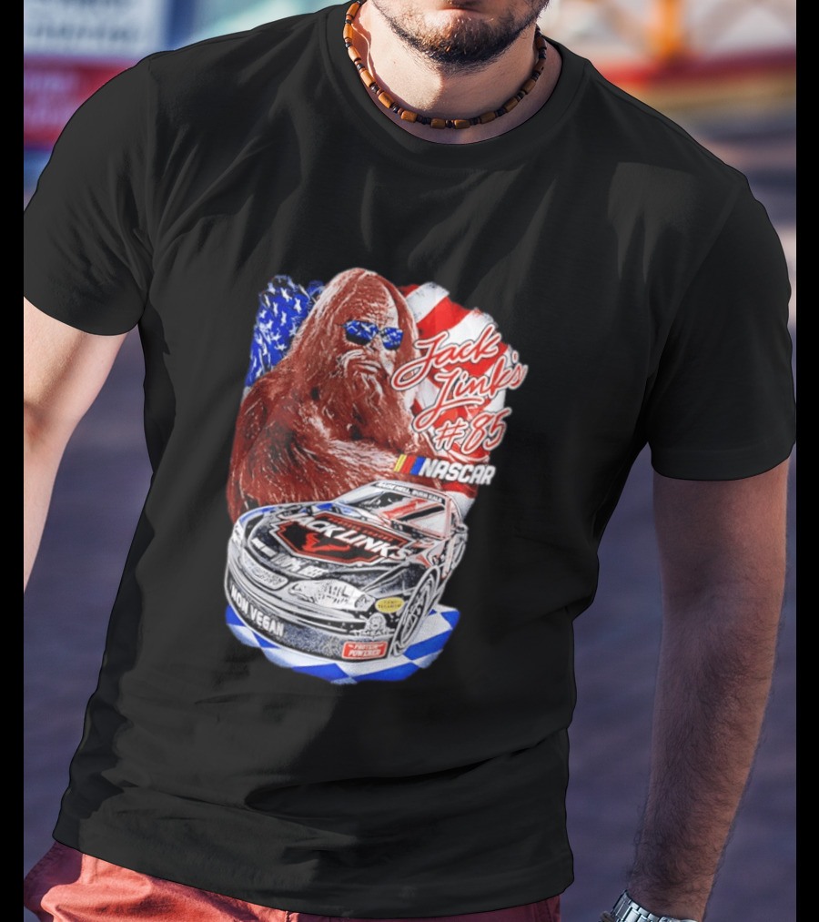 Jack Link's Bigfoot #85 NASCAR American Flag Non Vegan T-Shirt