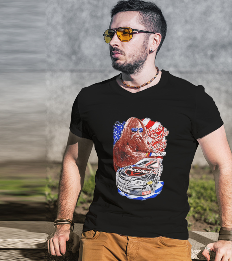 Jack Link's Bigfoot #85 NASCAR American Flag Non Vegan T-Shirt