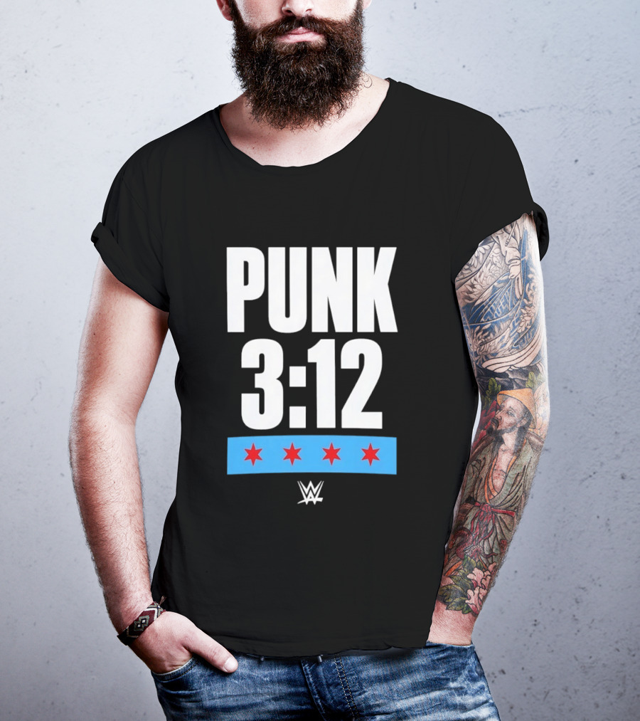 Punk 3 12 WWE CM Punk Wrestling Star Logo Four Red Stars T-Shirt
