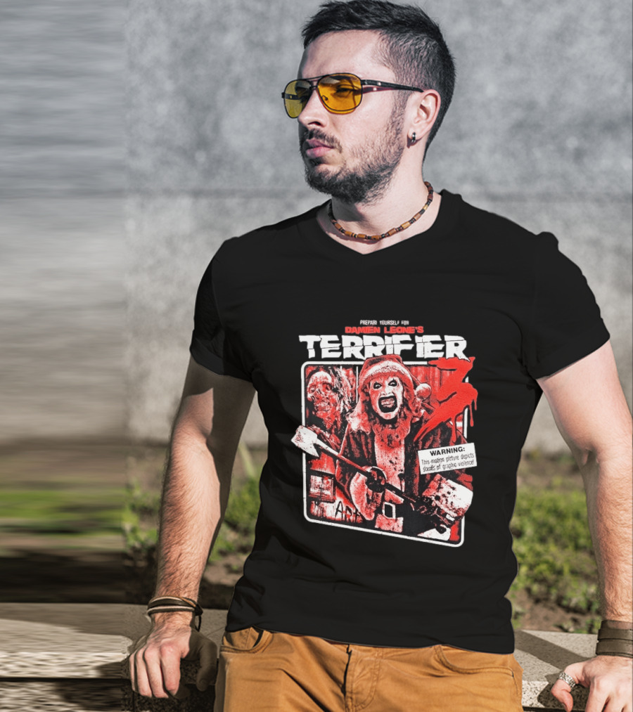 Damien Leone's Terrifier 3 Prepare Yourself Unrated Warning Graphic Violence T-Shirt